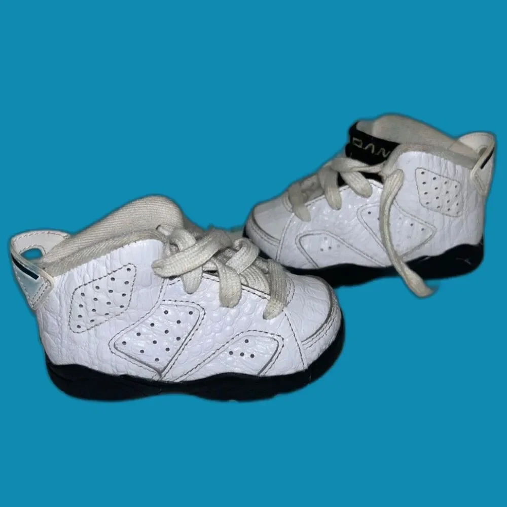 Nike Jordan VI 6 Retro White/Black-Alligator TD Toddler Size 5c 384667 110 v3